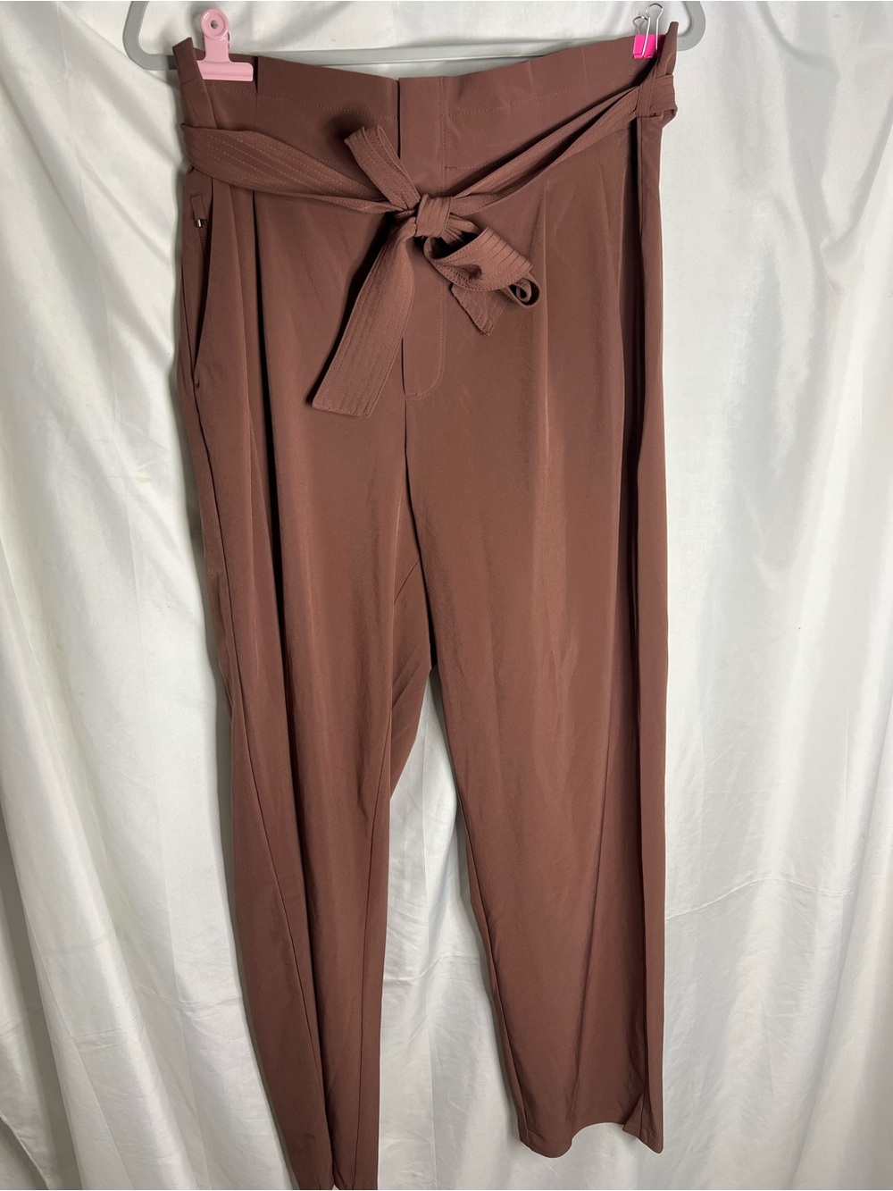 Athleta Wide-Leg High-Waist Tie-Belt Pants in Brown Brick